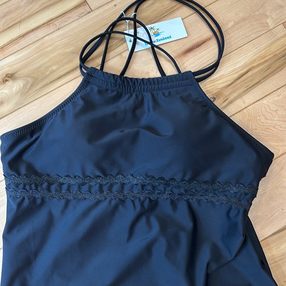 Beachsissi Black  High Neck Tankini padded bathing suit top